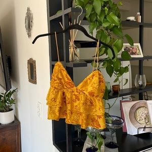 Gold top with spaghetti straps size large